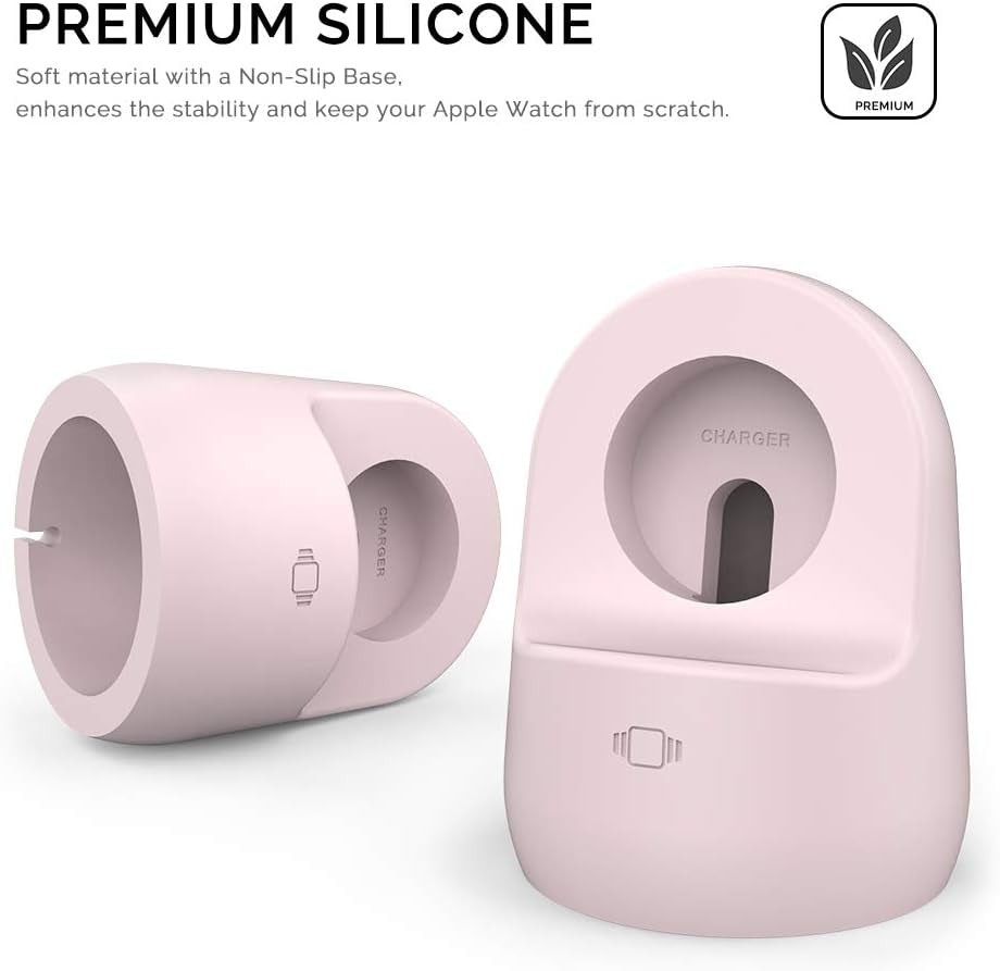Premium Silicone Charging Dock for Apple Watch Ultra 2, SE2, & All Series (Pink) - Stylish and Functional Stand for Your Apple Watch