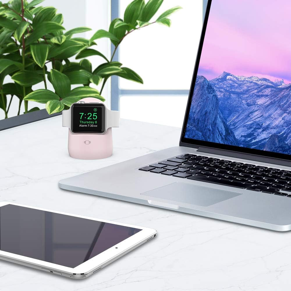 Premium Silicone Charging Dock for Apple Watch Ultra 2, SE2, & All Series (Pink) - Stylish and Functional Stand for Your Apple Watch