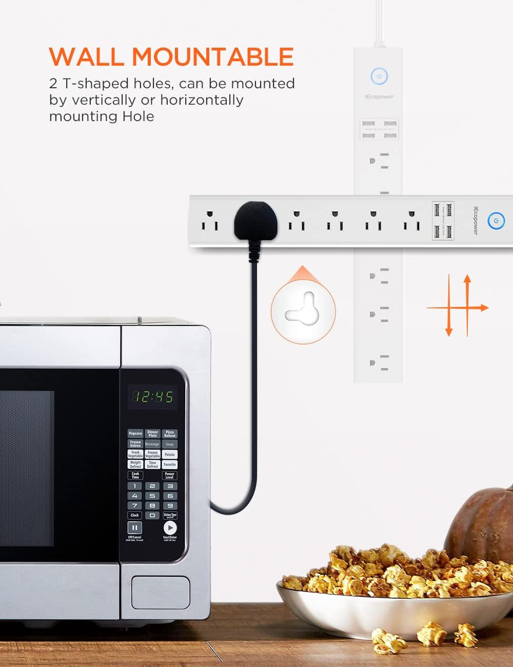Premium 10ft Power Strip Surge Protector with 6 AC Outlets and 4 Smart USB Ports – Ideal for Home, Office and Dorm Use, 2100 Joules, ETL Listed in Crisp White