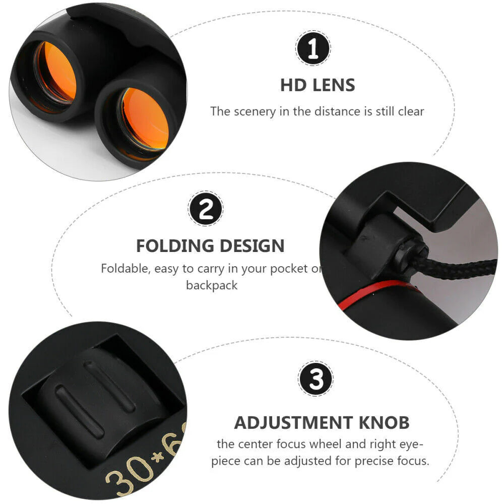 Compact 30X60 Zoom Binoculars - Perfect for Outdoor Adventures, Hunting, and Nighttime Viewing