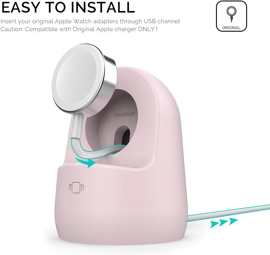 Premium Silicone Charging Dock for Apple Watch Ultra 2, SE2, & All Series (Pink) - Stylish and Functional Stand for Your Apple Watch