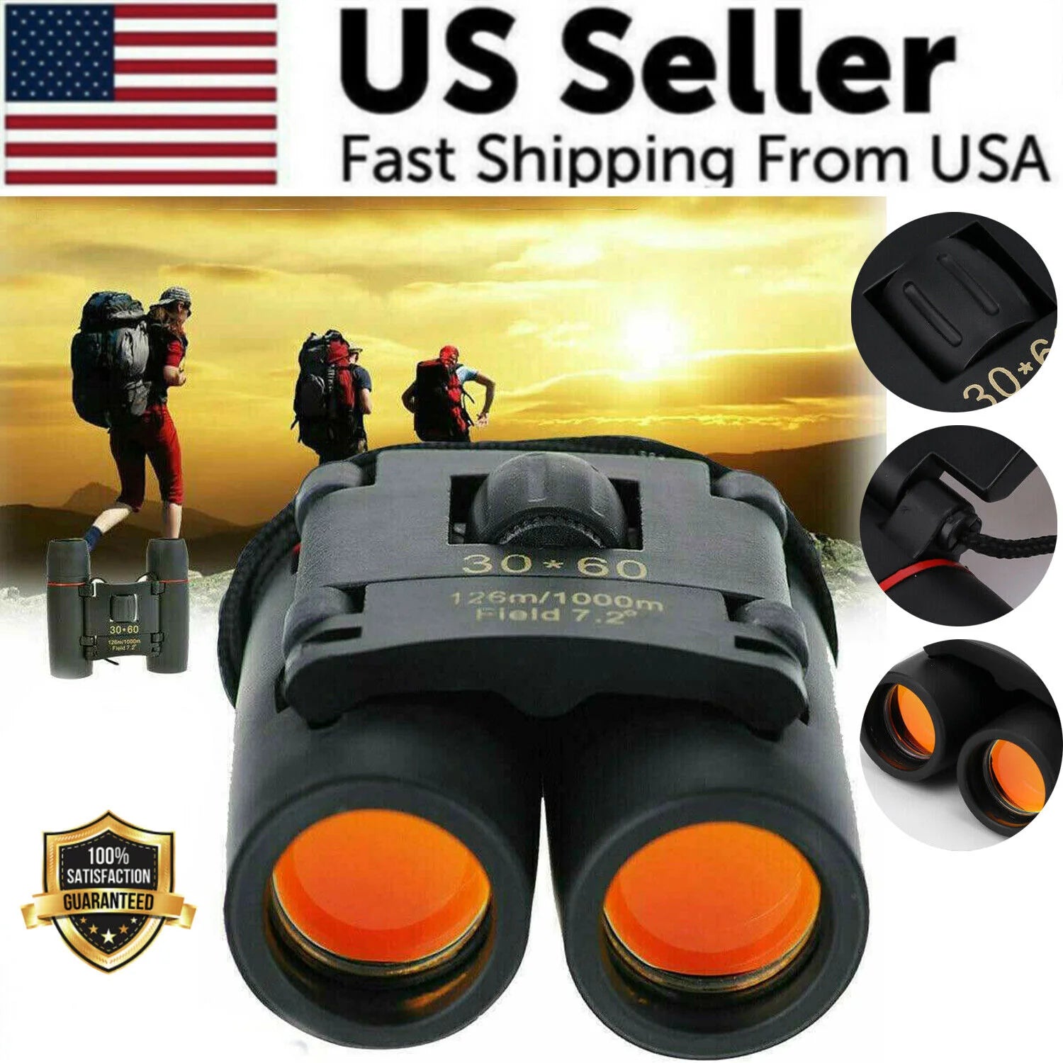 Compact 30X60 Zoom Binoculars - Perfect for Outdoor Adventures, Hunting, and Nighttime Viewing
